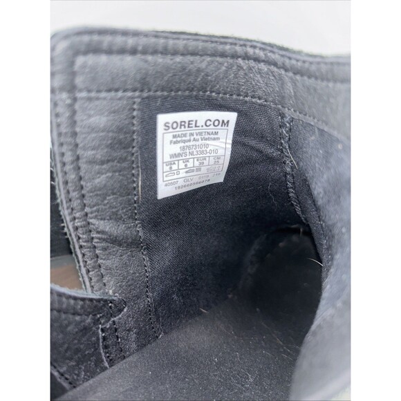 Sorel Cate Cut Out Ankle Boots Women's 8 Black Leather Booties Block Heel Suede - Picture 7 of 10